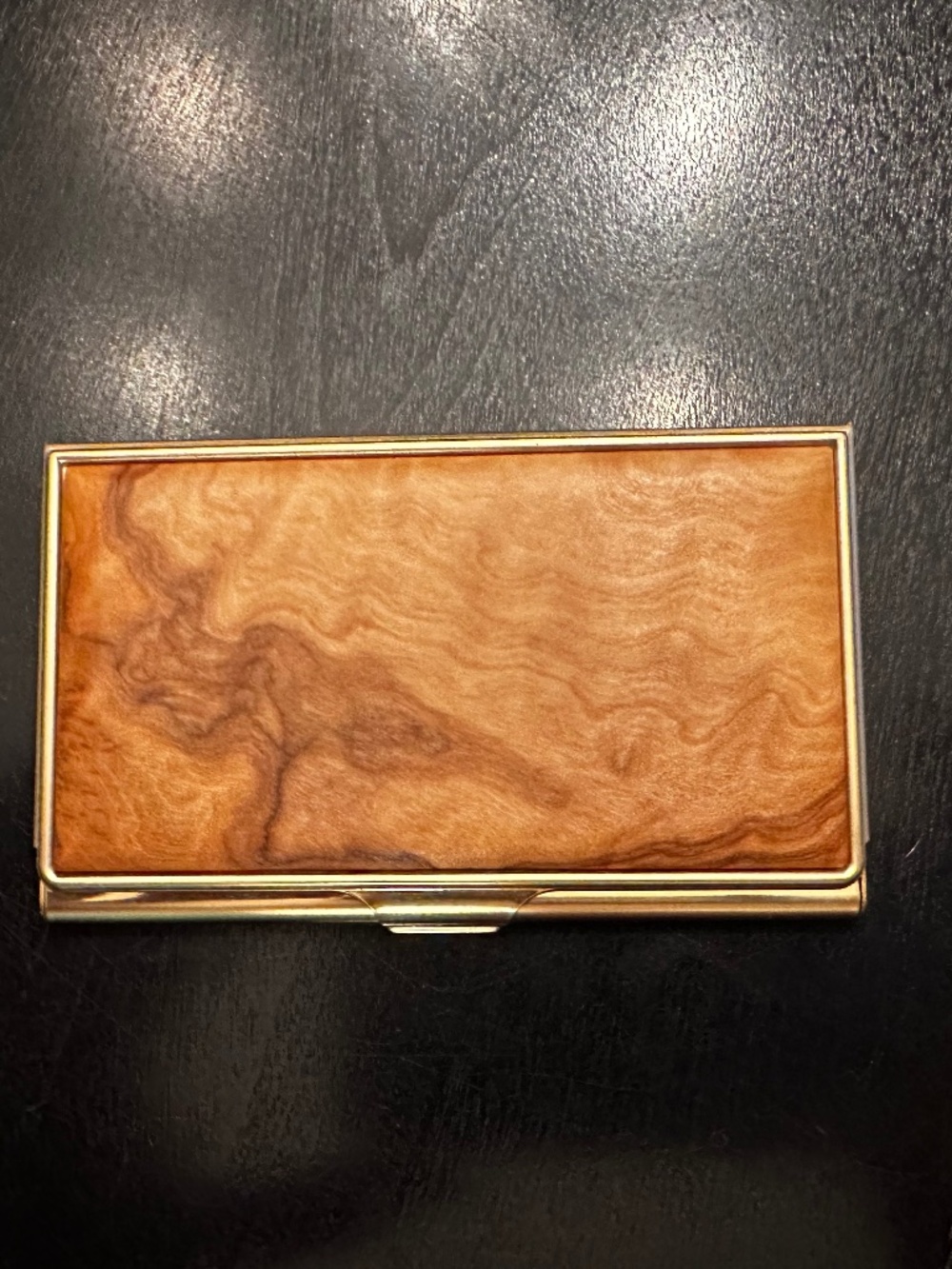 Authentic Davin & Kelser Solid Brass & Wood Luxury Business Card Case Holds 10